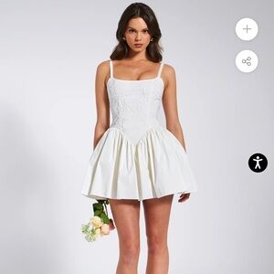 Miss Circle Kadi White Cotton Drop Waist Corset Mini Dress